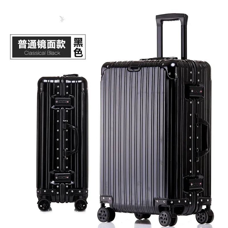 100% valise en aluminium cabine 20/22/24/26/29 pouces alliage de magnésium bagage à main mot de passe boîte tsa serrure métal dur boîtier de chariot