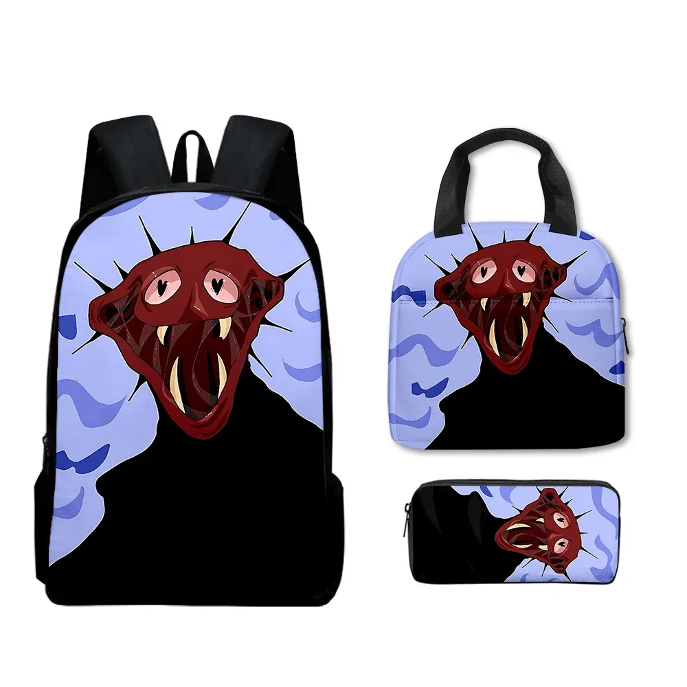 mode jeune nouveauté the boiled one impression 3d 3 pièces/ensemble sacs de voyage sac à dos pour ordinateur portable sac à dos sac à déjeuner portable trousse à crayons