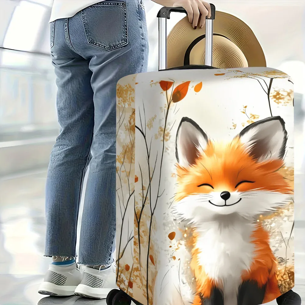 1 housse de bagage avec imprimé renard souriant mignon. s'adapte aux valises de 18 à 32 pouces ; protège efficacement vos bagages.