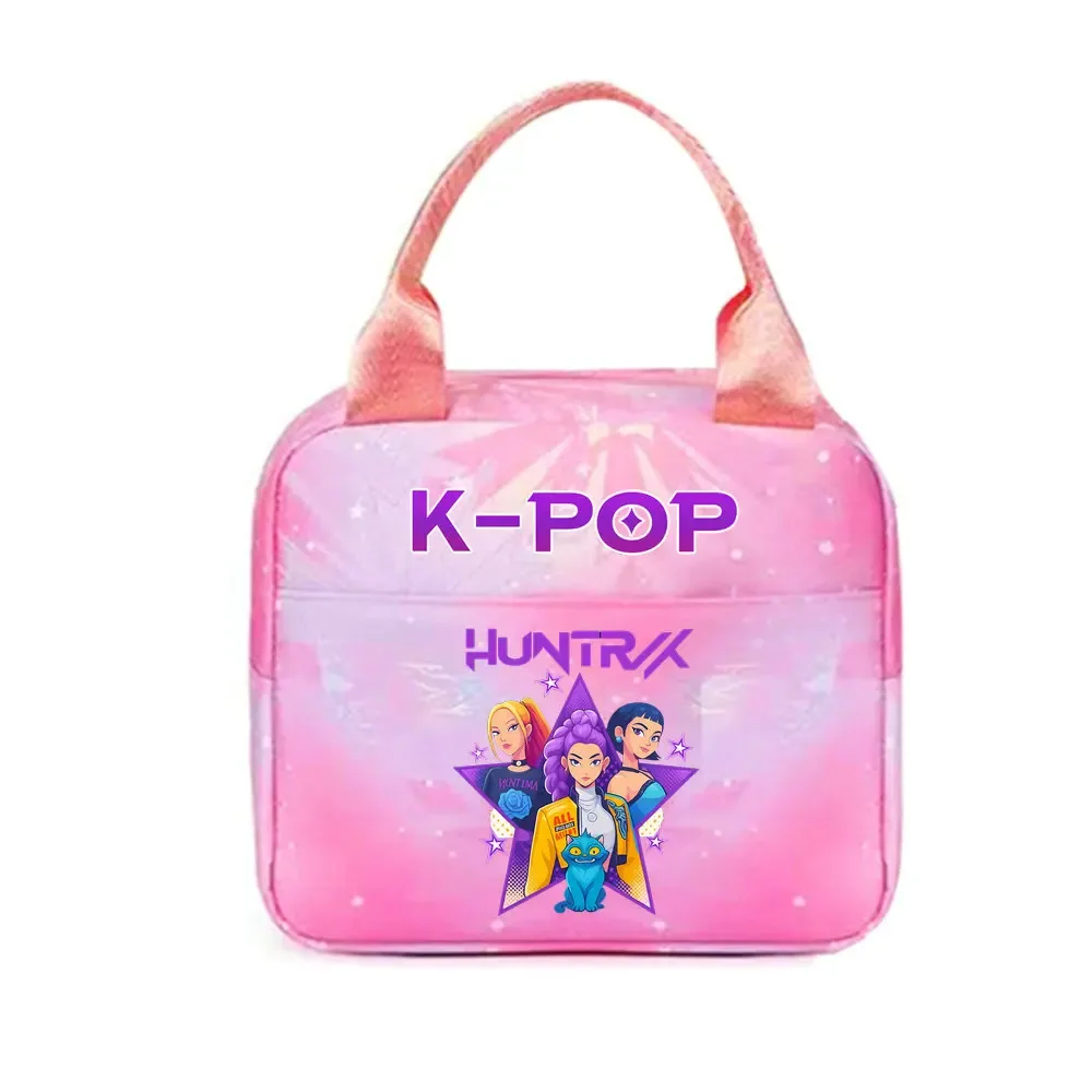 kpop demon hunters office workers avec sac à déjeuner portable isolé de grande capacité, sac à bandoulière à double usage