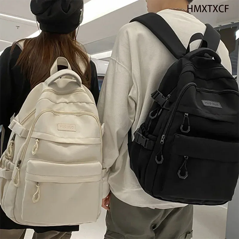sacs d'école en toile de style collégial pour filles, cartable solide pour lycéens, version coréenne, sac à dos pour ordinateur portable pour femmes et garçons