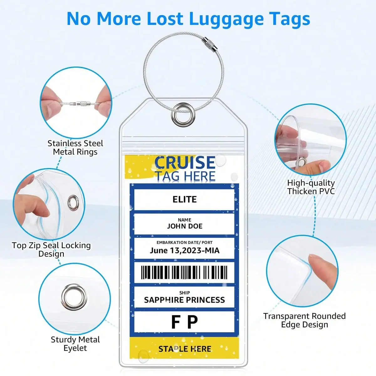 étiquette de bagage pour bateau de croisière (sans carte intérieure en papier) – étiquette de bagage étanche, panneau anti-perte, dispositif super performant