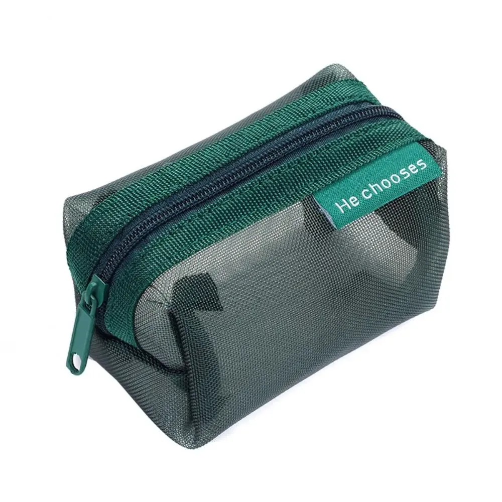 sac de maquillage en maille de couleur rétro, sac à cosmétiques transparent de grande capacité avec fermeture éclair, étui de rangement, sac de rangement de toilette