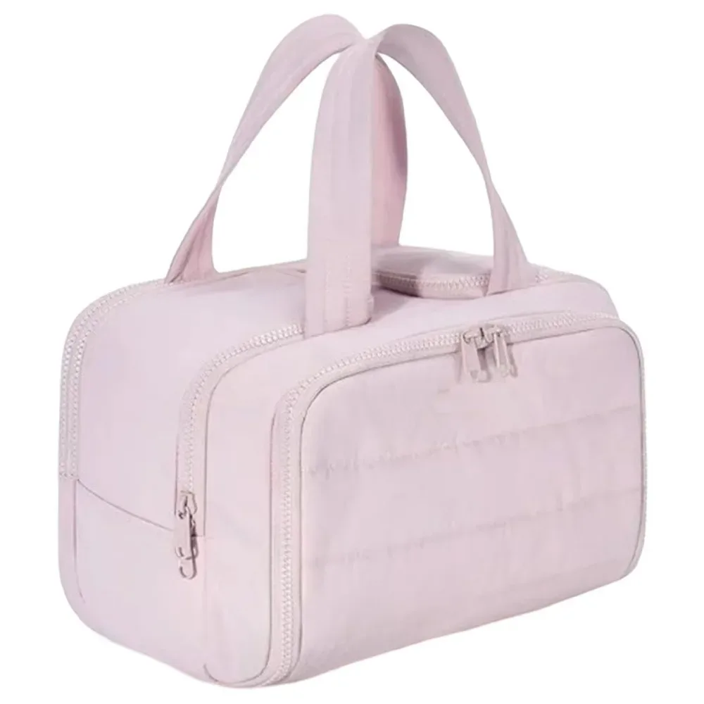sac de toilette de voyage multi-poches avec fermeture éclair, poignée confortable, compartiments séparés pour articles secs et humides, ouverture double face