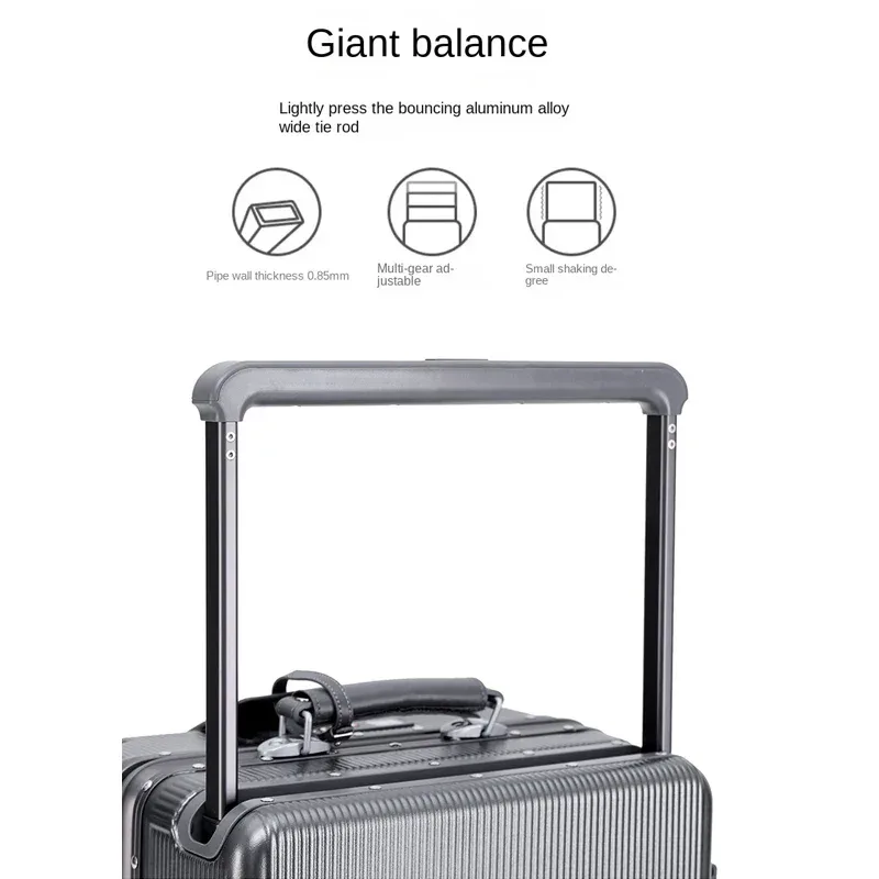 valise de voyage à cadre en aluminium, large, avec porte-gobelet, bagage à main 20 pouces, valise à roulettes 24/26 pouces, bagage cabine