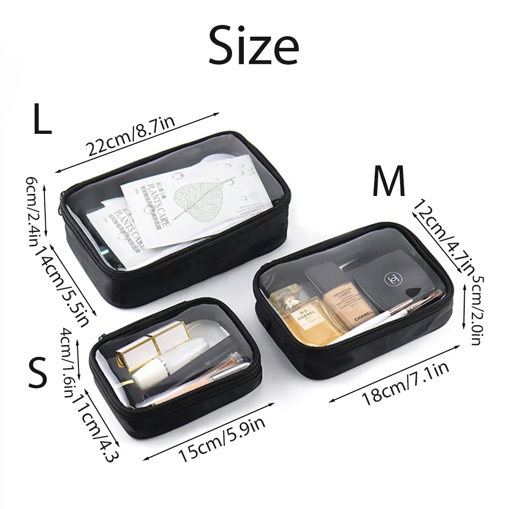 1 sac de maquillage transparent, sac de toilette étanche, sac de maquillage portable, pochette organisatrice de pinceaux de toilette, trousse de maquillage de voyage en pvc