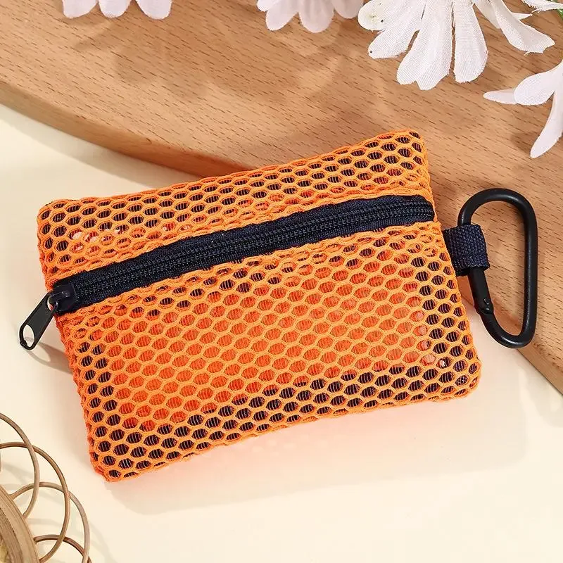 trousse de maquillage en maille transparente, pochette cosmétique portable élégante avec fermeture éclair, conception plate pour les articles de toilette et le rangement du maquillage