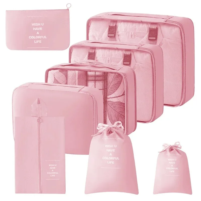 ensemble de 8 organiseurs de voyage, cubes de rangement pliables portables pour valises, pour vêtements, chaussures, pochettes de rangement, sacs de rangement pour bagages