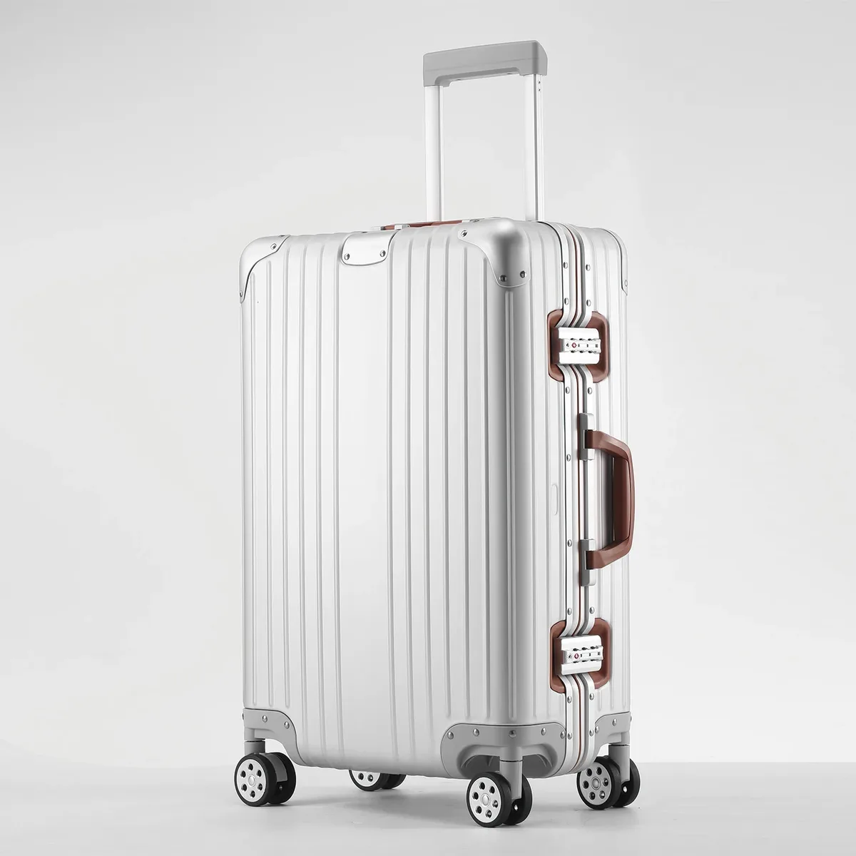valise en alliage d'aluminium et de magnésium avec serrure douanière, bagage cabine métallique, valise de voyage rétro en aluminium 20/24/26/29 pouces