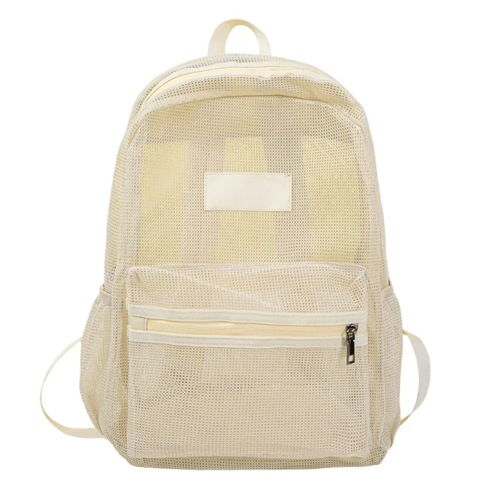 sac à dos en maille respirante, multi-poches, grande capacité, pliable, léger, transparent, pour garçons et filles