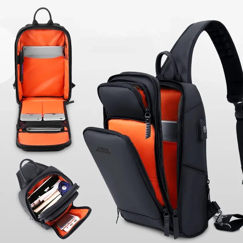 sac à dos militaire suisse pour hommes, 17 pouces, mode affaires, école, étanche, usb, grande capacité, sac de poitrine mochilas