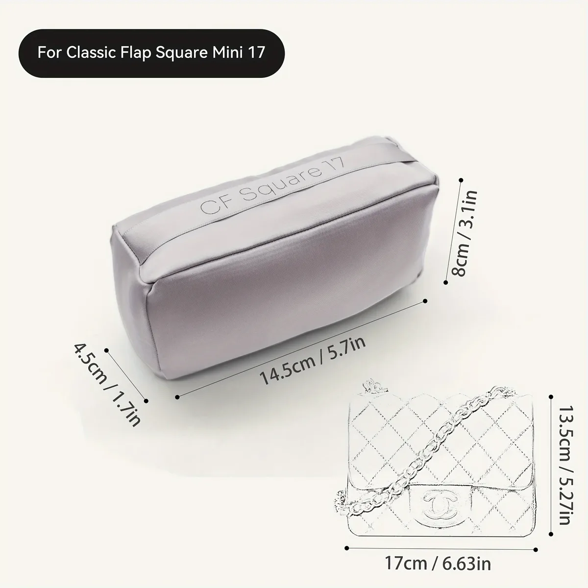 coussin de maintien pour sac à rabat classique, compatible avec cf 2.55, insert de sac, organisateur de sac, pour maintenir la forme du sac