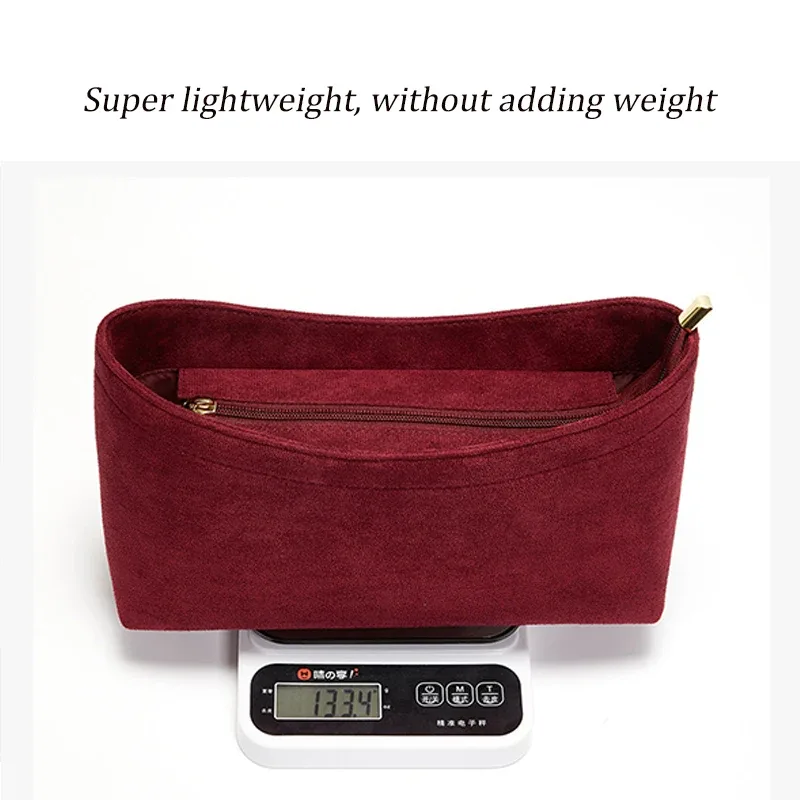 organisateur de sac en velours doux, insert rouge assorti pour sac de transport, doublure intérieure résistante à la décoloration, maintient la forme du sac, rangement tridimensionnel et soigné