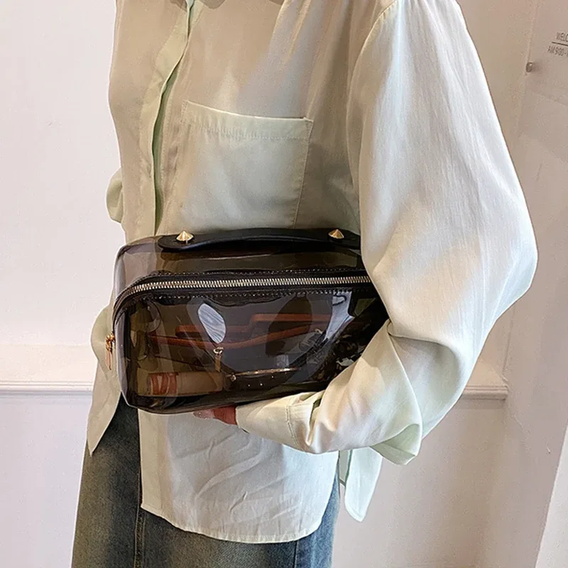 sac de maquillage transparent pour femmes, oreiller de grande capacité, organisateur de voyage, rangement de toilette, sac de toilette portable pour dames, sacs à cosmétiques à fermeture éclair