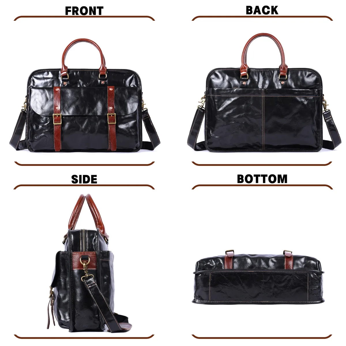 porte-documents en cuir véritable pour hommes, sacoche pour ordinateur portable de 15 pouces, sac messager simple en cuir de vache, style décontracté et professionnel en cuir tanné végétal
