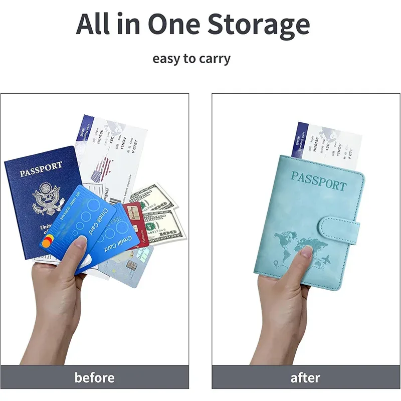 porte-passeport pour homme et femme avec blocage rfid, protège-passeport, organiseur de documents de voyage