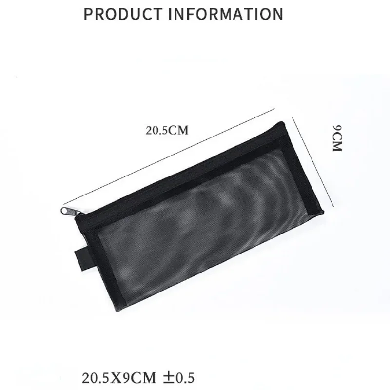 20.5x9cm maille sac cosmétique filets papeterie crayon sac étui support fermeture éclair portable rouges à lèvres clés pièce de monnaie charge câble organisateur