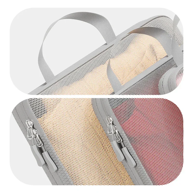 sac de rangement de voyage élargi 3 pièces, sac de rangement de compression de bagages en maille, cube d'emballage de haute qualité, sac de rangement de vêtements à main