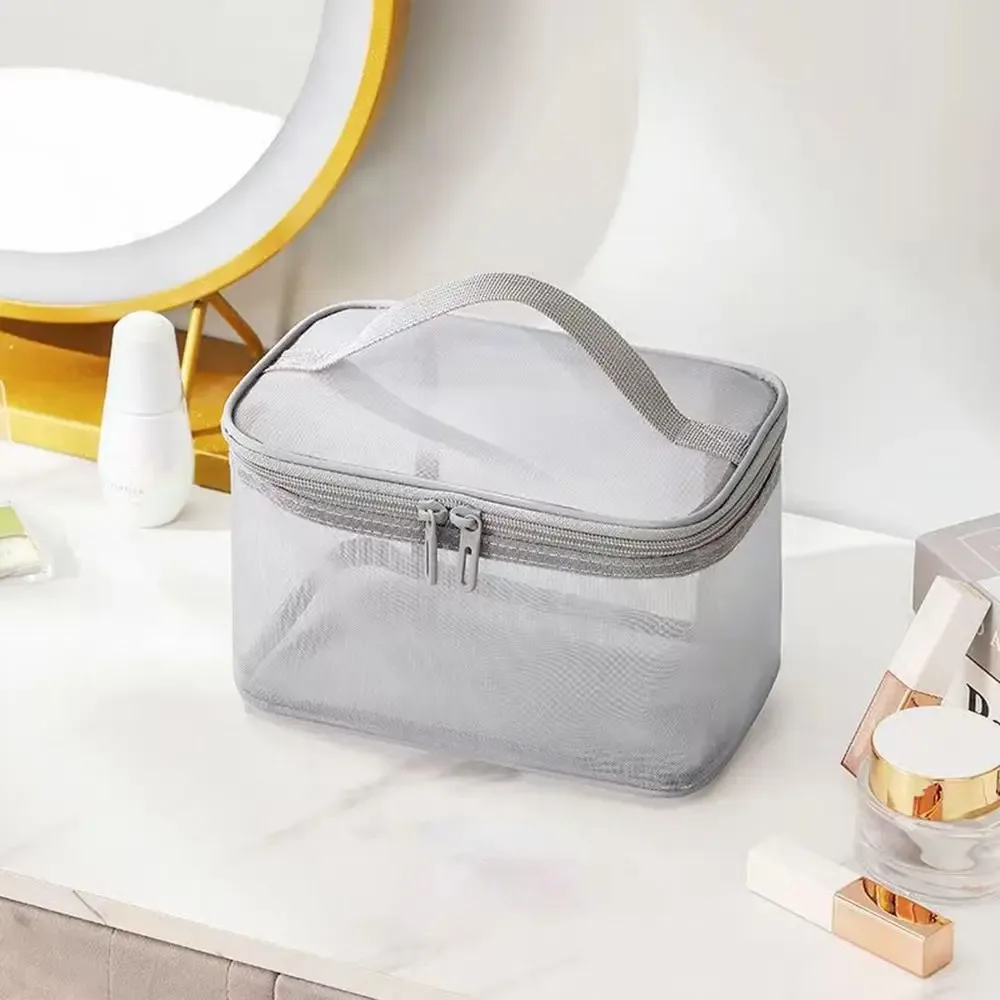 trousse cosmétique de voyage en maille transparente pour femme, trousse de toilette, rangement de maquillage, grande capacité, mode, 1 couche, 2/3 couches