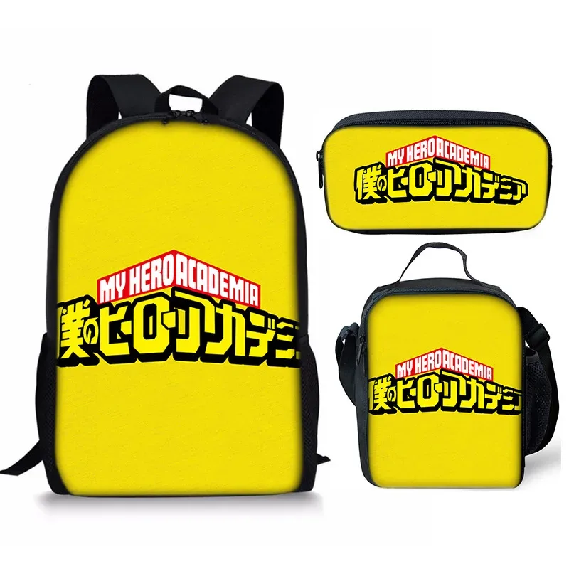 sac à dos my hero academy, ensemble de trois pièces, sac à bandoulière my hero academy, trousse à crayons