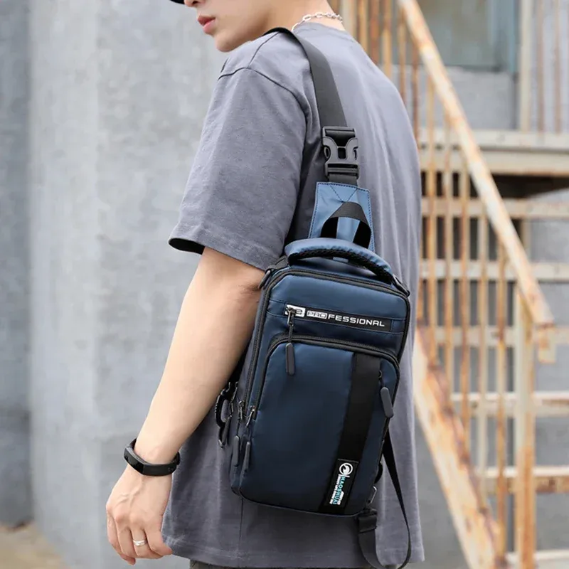 petit sac à dos poitrine sac à bandoulière pour hommes avec port de chargement usb voyage mâle nylon fronde messager sac à dos sacs à bandoulière