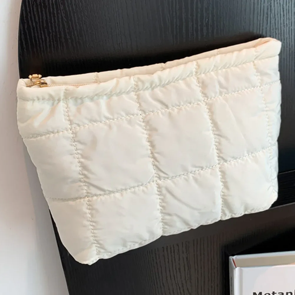 sac de rangement matelassé pour poudres de maquillage pour femme, sac à main solide, pochette pour document, trousse d'évaluation cosmétique, grande capacité