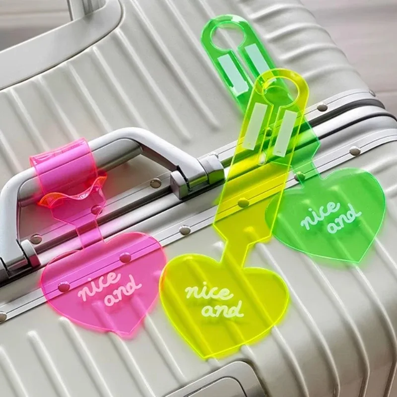 étiquette de bagage en forme de cœur mignon, étiquette de nom de valise transparente et souple, étiquettes de voyage pour hommes et femmes, accessoires
