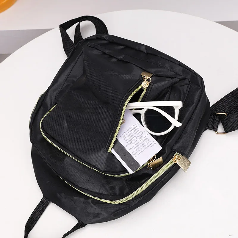 sac à dos multifonctionnel en nylon pour femme, mini sac à dos de voyage mignon, sac à bandoulière pour homme, sac à main noir tendance