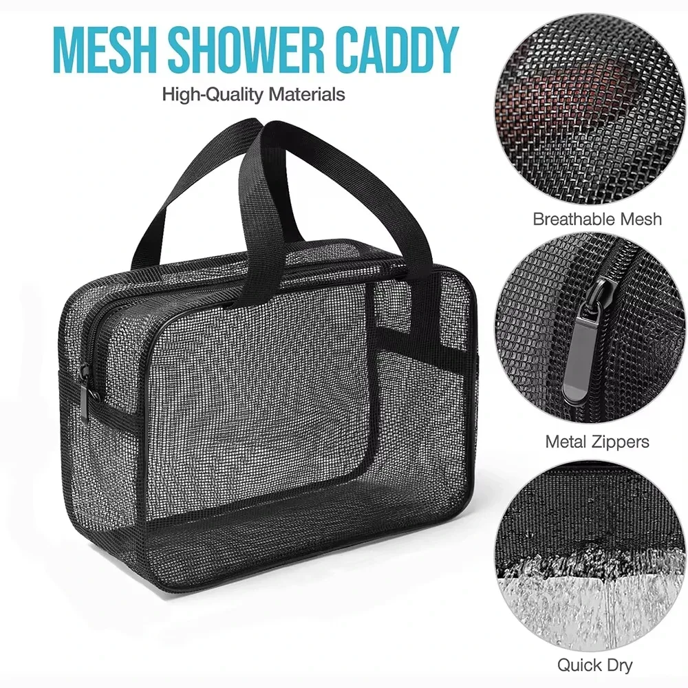 organiseurs de douche en maille pour voyage, trousse de toilette pour un accès rapide aux produits de salle de bain, organisateur cosmétique polyvalent pour la salle de sport, le camping
