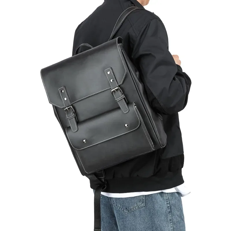 sac à dos tendance pour homme, vintage, avec fermeture à glissière, grande capacité, pour affaires et voyages, sac pour ordinateur portable 14 pouces, sacs d'école