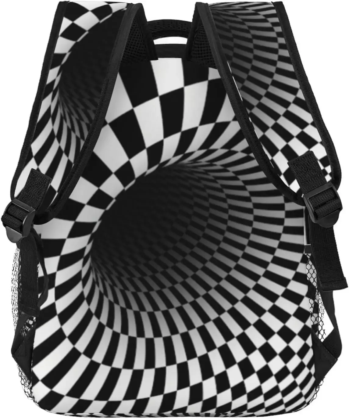 sac à dos à carreaux noir et blanc pour hommes et femmes, sacs à livres mignons, sac pour ordinateur portable, sacs initiés, voyage, randonnée, camping, sac à dos de jour