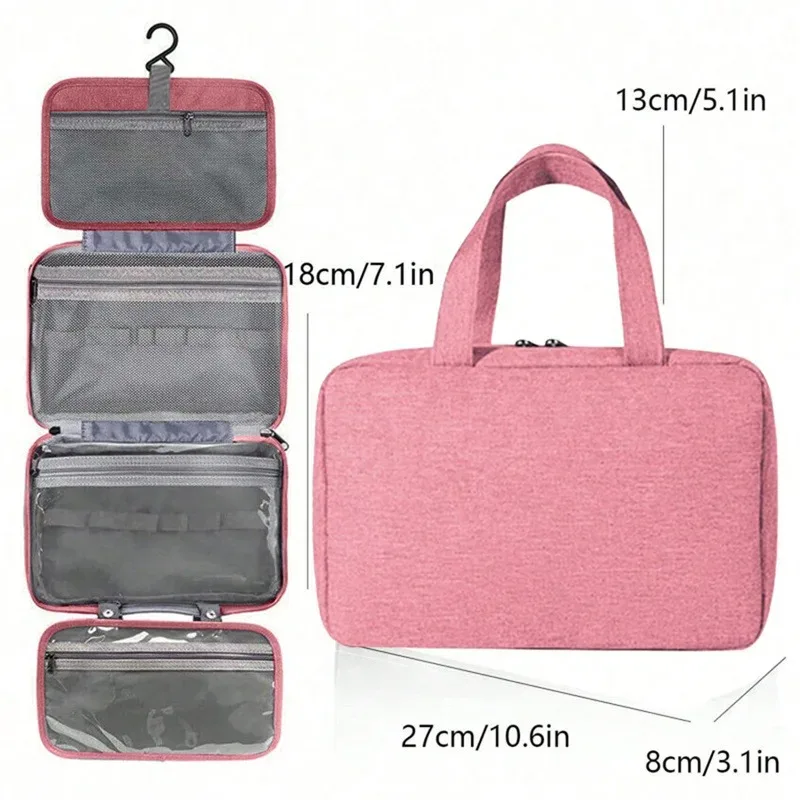 trousse de toilette à crochet suspendu étanche, grand sac à main pliable, voyage, maquillage, cosmétiques, rasoir, étui de rangement, fournitures de salle de bains