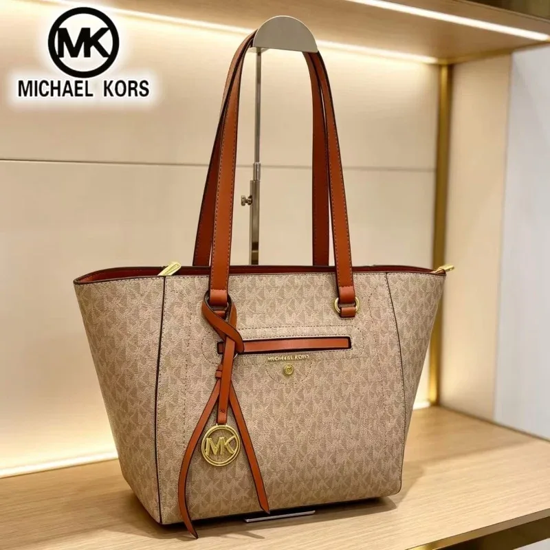 sac à main décontracté pour femme michael kors, sac à bandoulière, sac fourre-tout classique mk à motif floral, grande capacité, sac de voyage