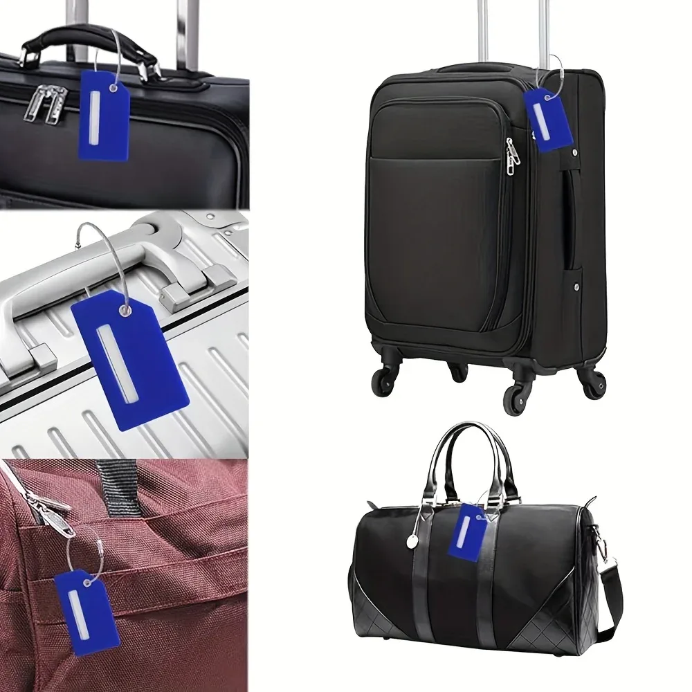 étiquette de bagage en silicone pour valises avec boucle en acier inoxydable, approuvée par tsa, étiquettes de sac essentielles de voyage pour protection de la vie privée