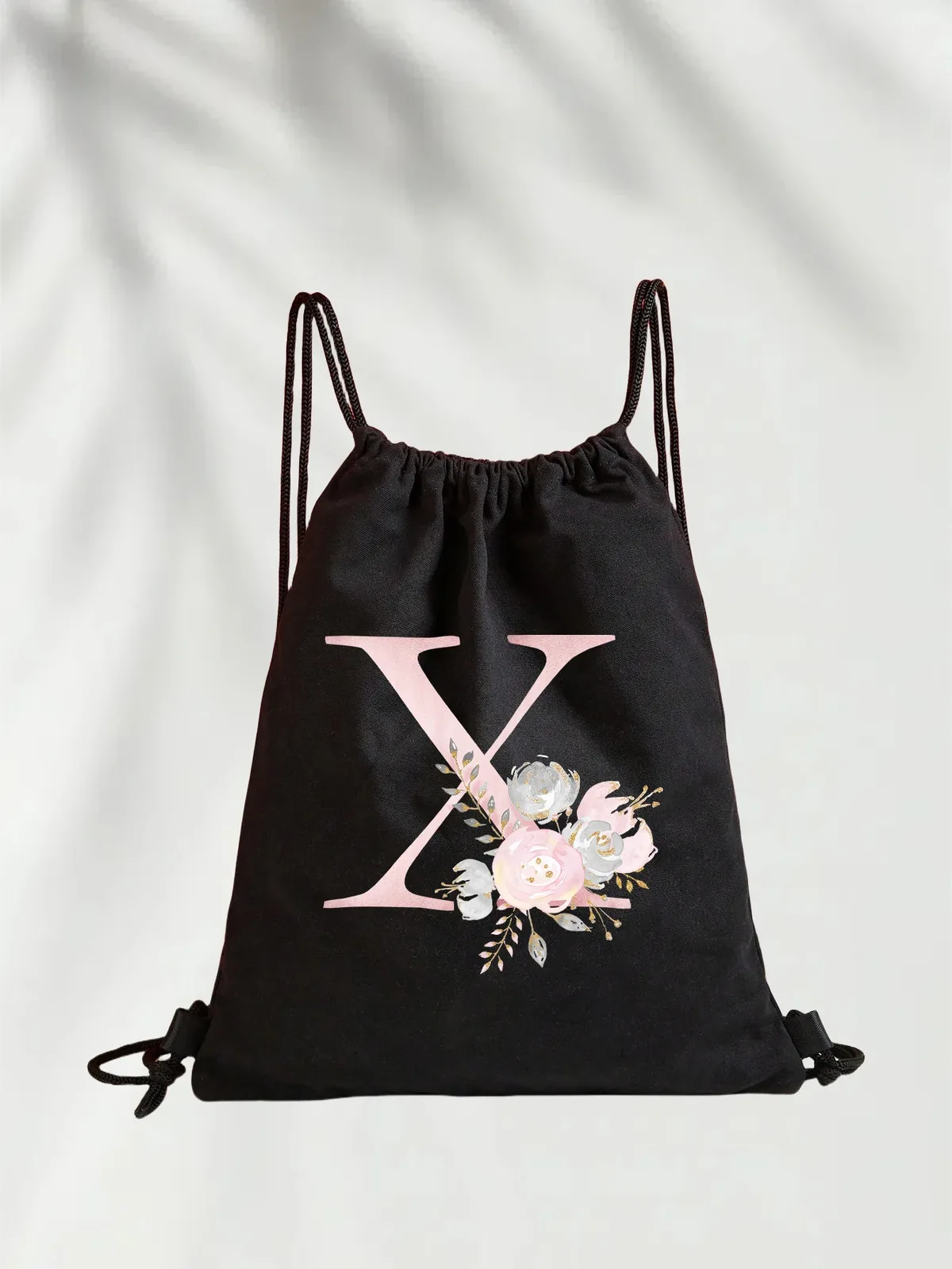 sac à dos léger unisexe à cordon de serrage pour le sport et le fitness, les voyages en plein air et les étudiants avec motif de nom de lettre initiale