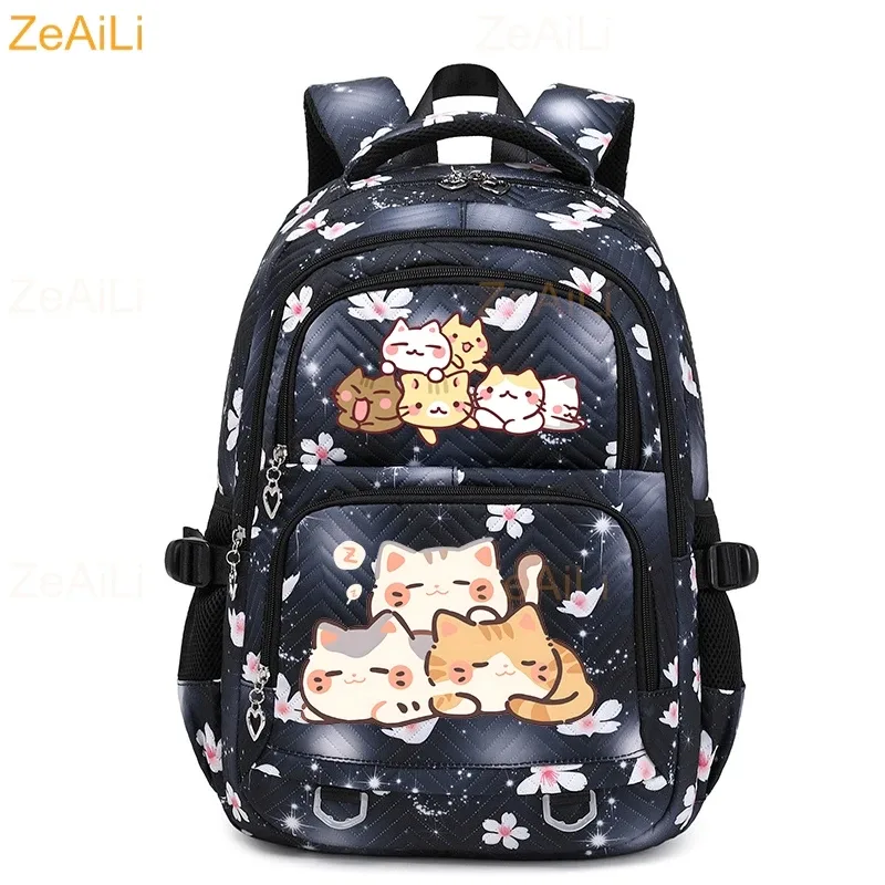 sac à dos imperméable décontracté à thème chat et chien pour femmes, sac de voyage, cartable pour adolescentes, sac à livres, mochila