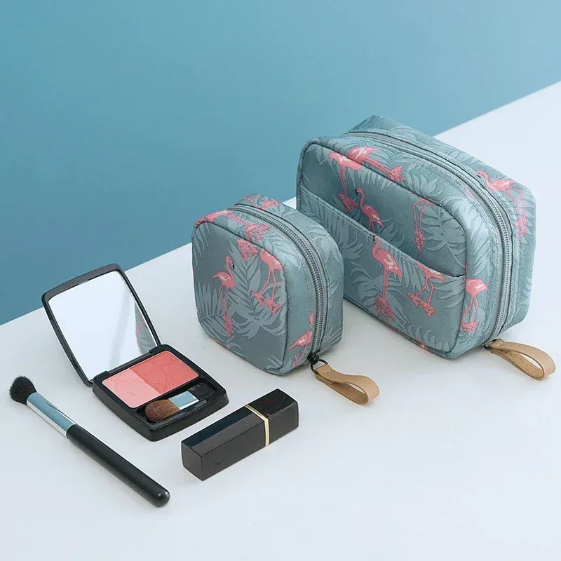 1pc mini sac cosmétique flamant couleur unie voyage trousse de toilette cactus beauté maquillage sac organisateur pour femmes pochette de maquillage