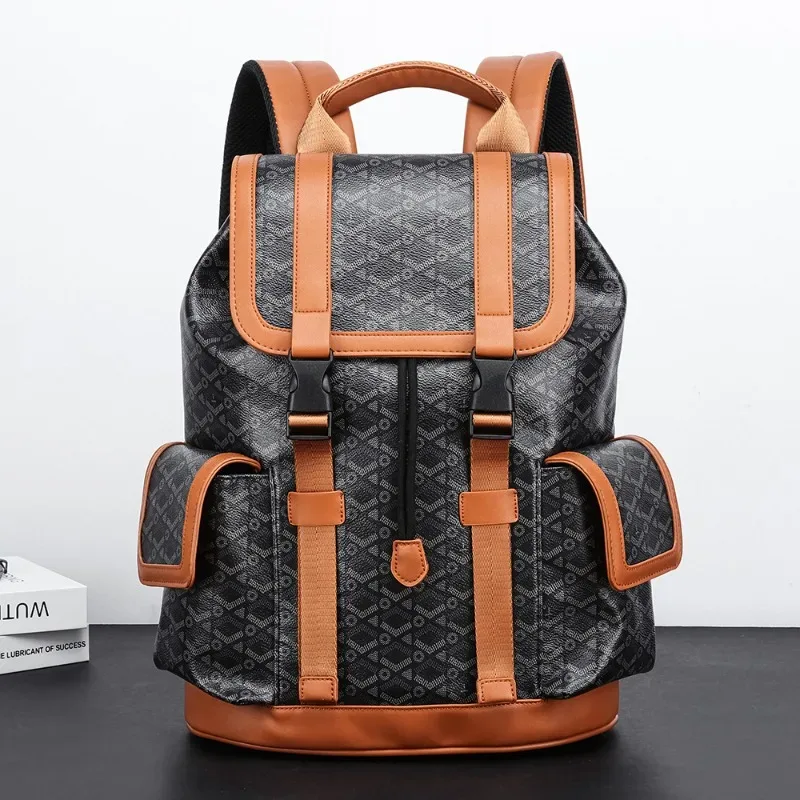sac à dos à carreaux de luxe pour hommes, poches à rabat, sacs de voyage de grande capacité, sac à dos pour or