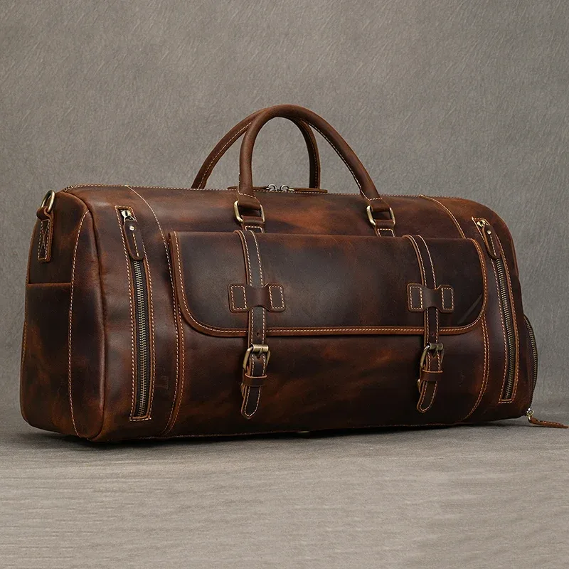 maheu-grand sac de voyage en cuir group pour homme, bagage de style vintage, accessoire de -du-- end