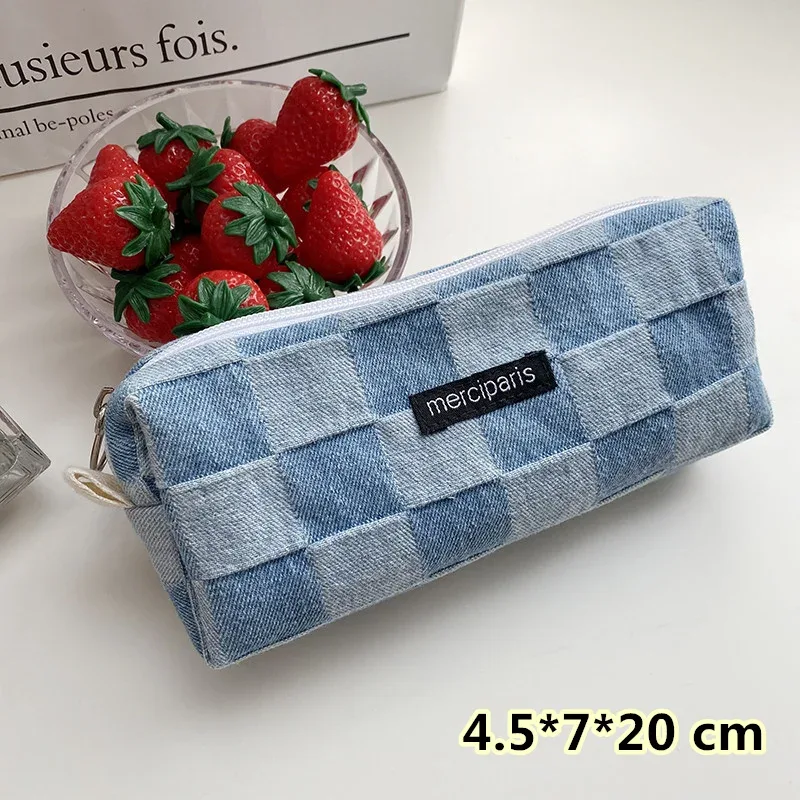trousse de maquillage de voyage à carreaux, sac de rangement cosmétique, sacs à main pour femmes, portefeuille, étuis à crayons scolaires mignons, sacs en poudre, mode coréenne