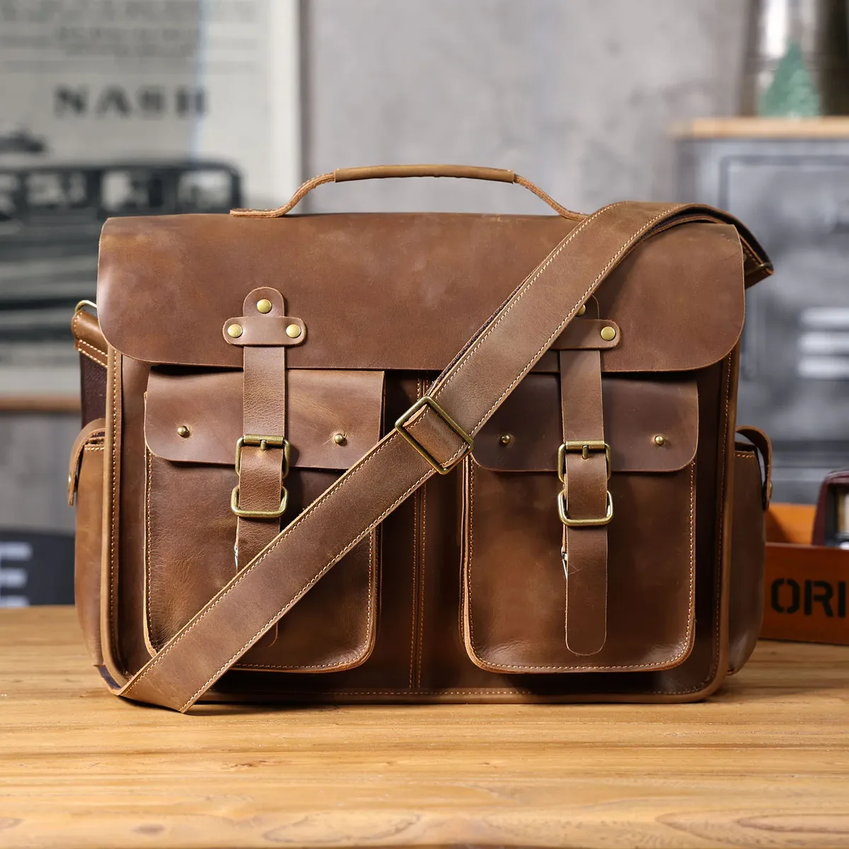 pndme vintage affaires crazy horse peau de vache hommes grande capacité porte-documents concepteur à la main de luxe en cuir véritable sac à main pour ordinateur portable