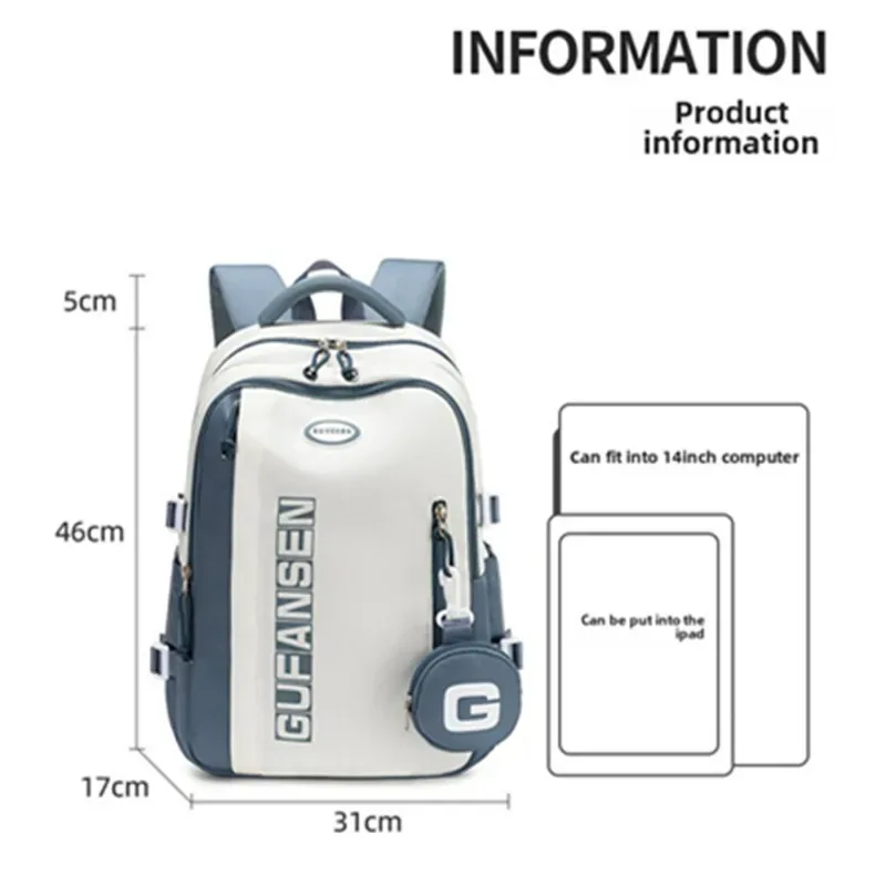sac à dos oxford de style américain, grande capacité, léger, simple, pour voyage, sac d'école pour étudiants, sac à dos en nylon avec fermeture éclair