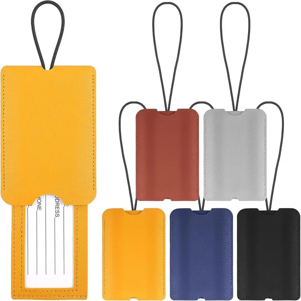 Étiquette de bagage en cuir PU, accessoires pour sac à dos, couleur rouge, étiquettes de nom et d'adresse, sangles souples pour étiquettes de bagage, accessoires de voyage