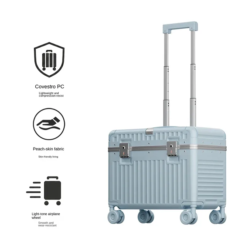 valise de cabine à roulettes 20 pouces, ouverture par le haut, en pc, avec cadre en aluminium épaissi et serrure tsa