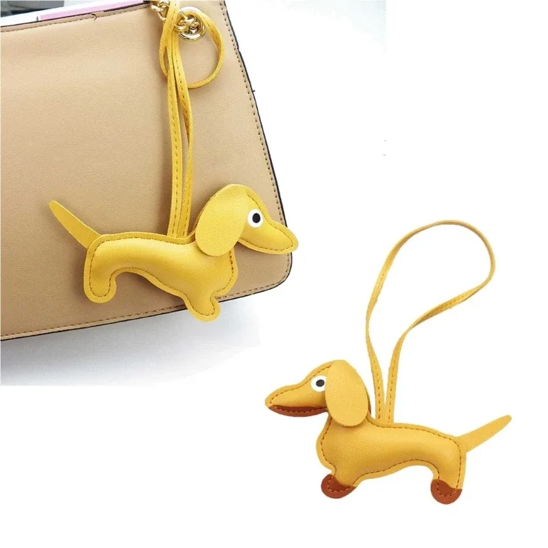 mini porte-clés en cuir pu en forme de chien teckel, décoration de sac à main, breloque pour sac à dos, cadeau pour hommes et femmes