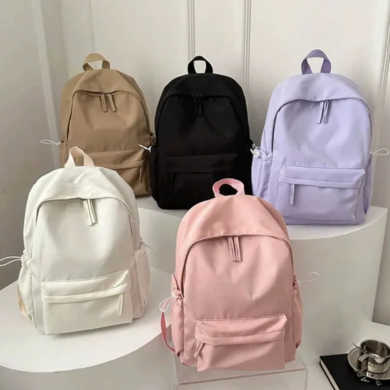 sac à dos d'étudiant décontracté et tendance, couleur unie, pliable, multi-compartiments, grande capacité, adapté à la vie quotidienne sur le campus