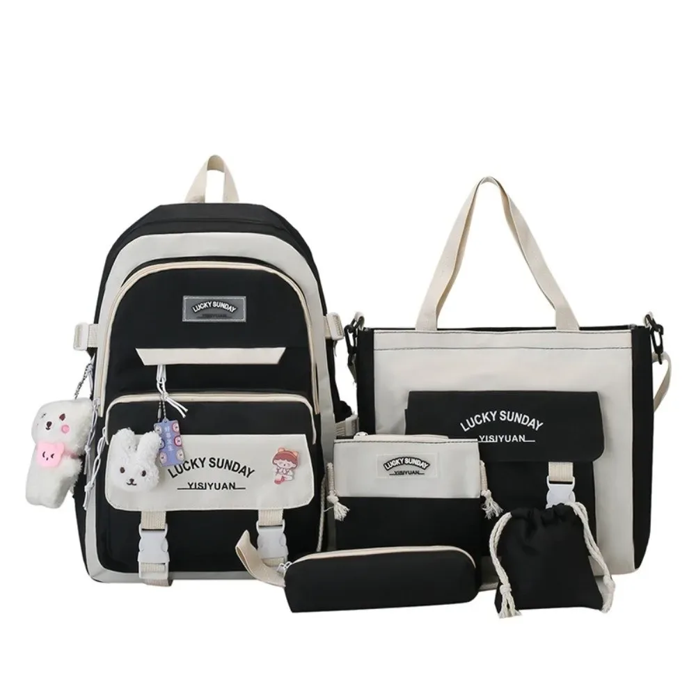 ensemble de 5 sacs à dos mignons de grande capacité, sac à bandoulière respirant à boucle, sac d'école multifonctionnel pour étudiants