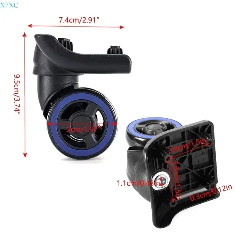 x7xc – roulettes chariot remplacement robustes pour boîte à bagages, valise, pivotant à 360 degrés, roue muette à