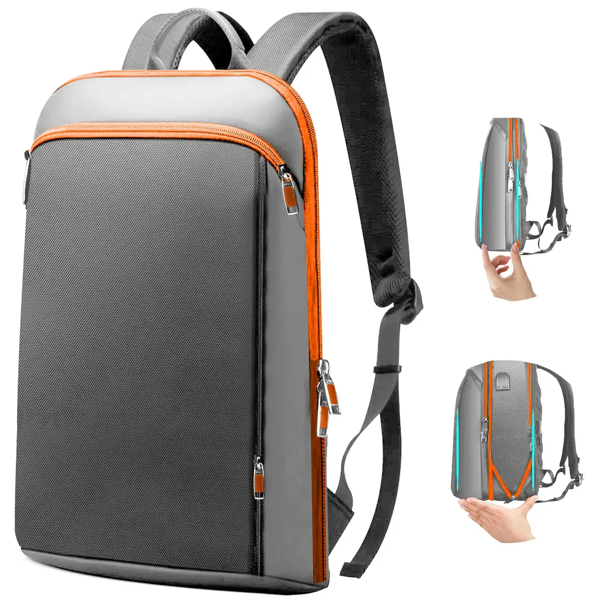 zinz slim extensible sac à dos pour ordinateur portable antivol 15-16 pouces sac pour ordinateur portable de voyage d'affaires pour hommes et femmes