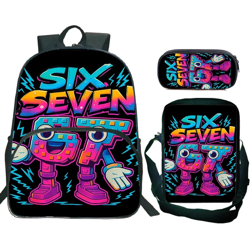 nouvel ensemble de 3 sacs à dos imprimés 67 six seven pour élèves du primaire, sac à déjeuner, trousse à crayons, sac d'école pour enfants